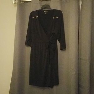 Black Matte Jersey Wrap Dress